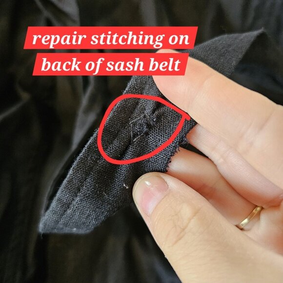 2000s Y2K Womens Medium Shirt Dress Linen Blend‎ Black Button Up Sleeveless - Picture 9 of 10